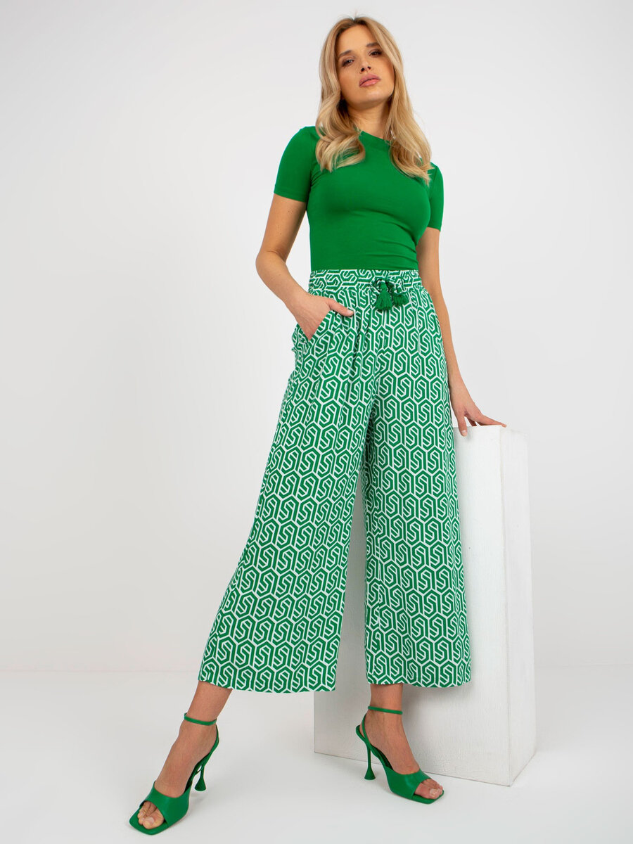Zelené dámské kalhoty FPrice - pohodlný střih pro každou postavu, M i523_4063813483046