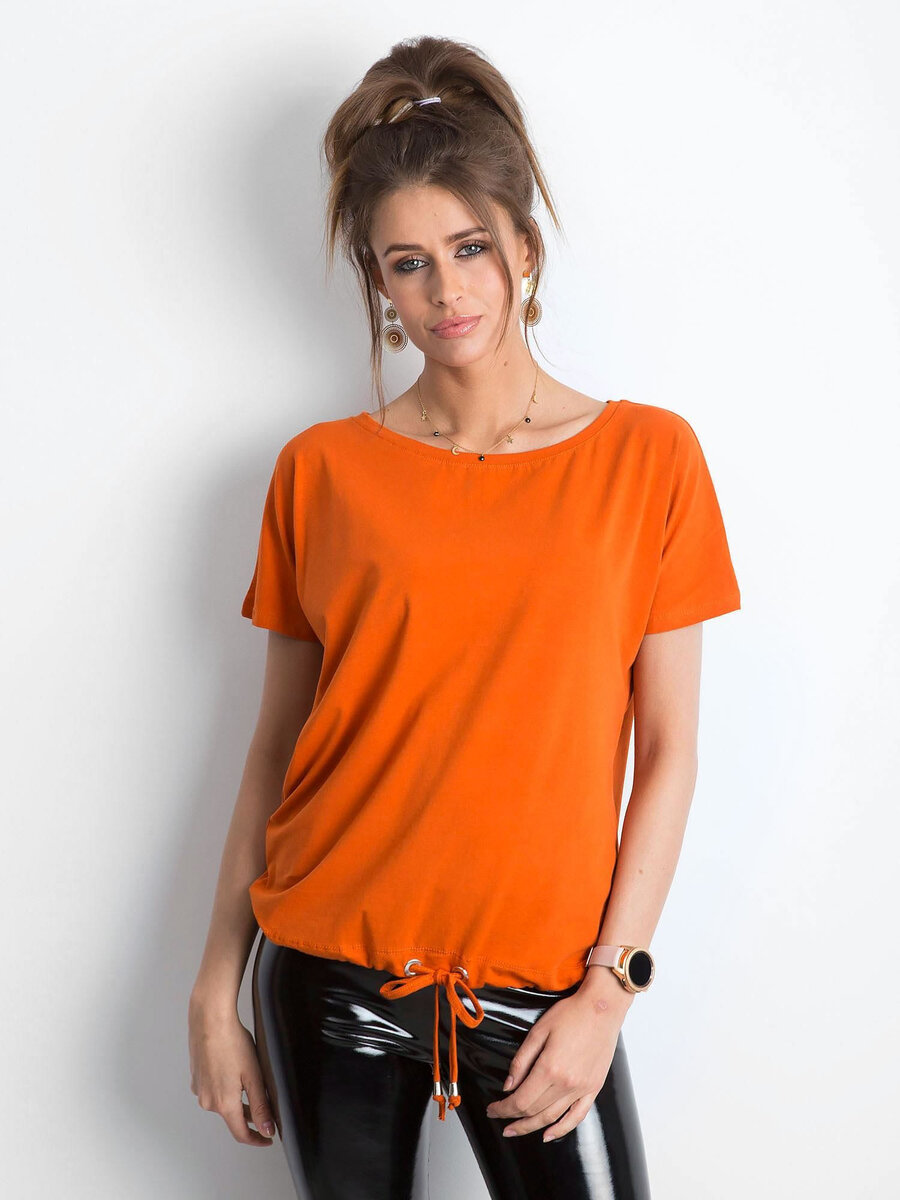 Dámské bavlněné tričko, tmavě oranžové FPrice, S i523_2016102136088
