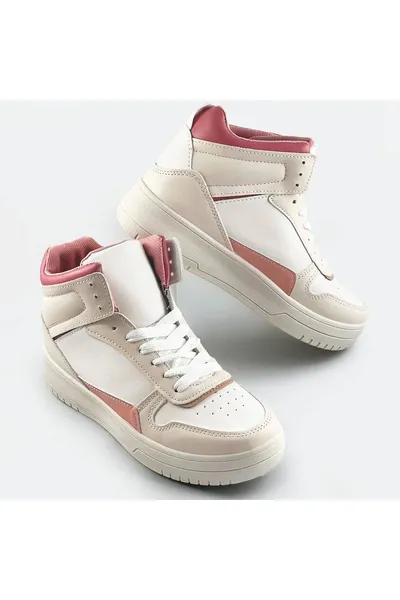 Béžovo-růžové kotníkové dámské tenisky sneakers 3AJ SWEET SHOES