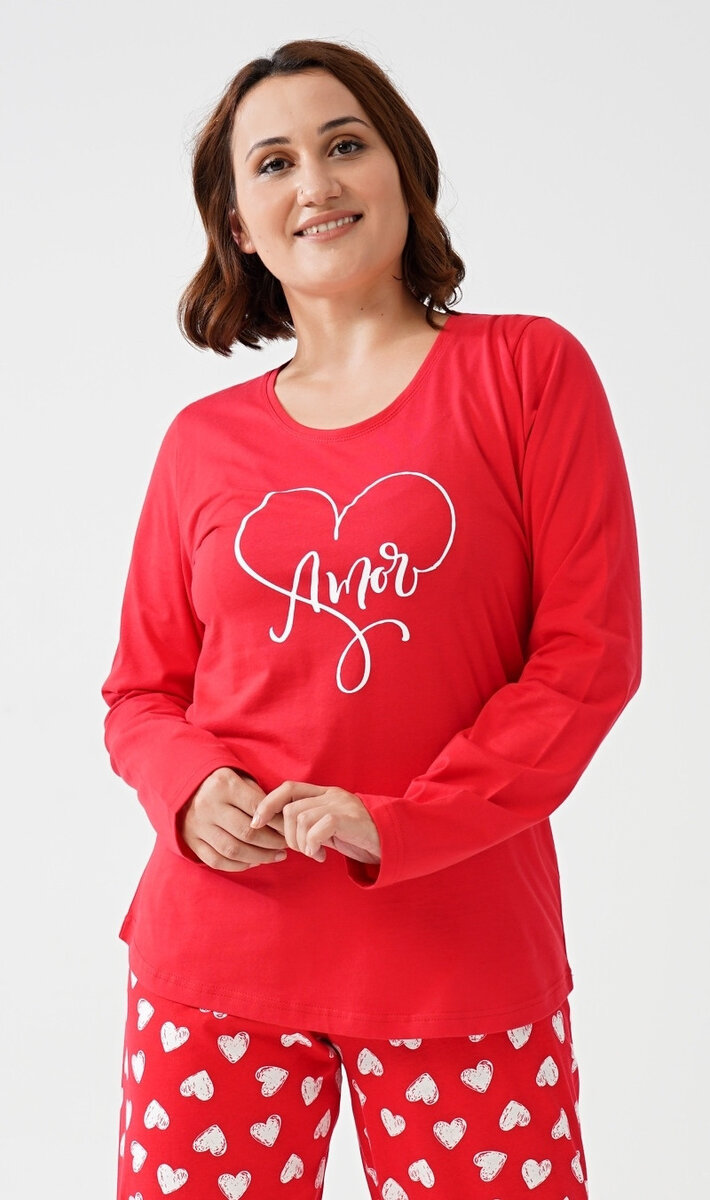 Pyžamo pro ženy dlouhé Amore mio Vienetta Secret, červená XL i232_8905_55455957:červená XL