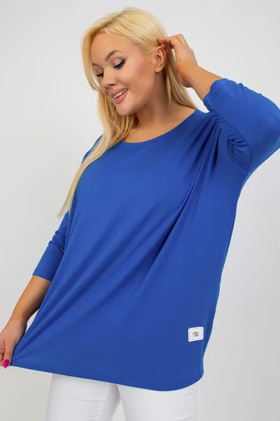 Modrá viskózová plus size dámská halenka FPrice