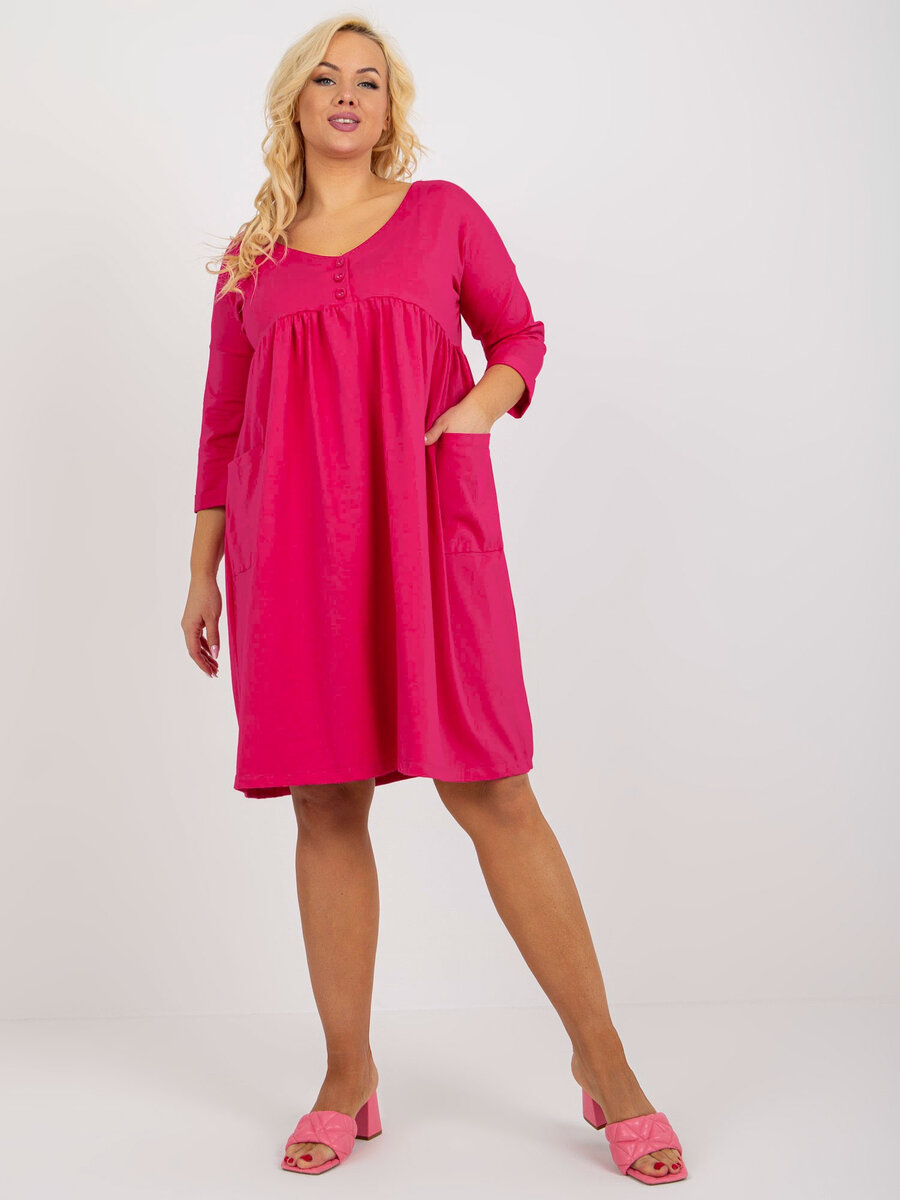 Růžové dámské šaty SK od FPrice s krátkým rukávem a délkou po kolena, jedna velikost i523_2016103362646
