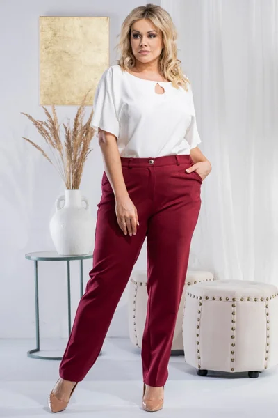 Karko Plus - Dámské kalhoty v plus velikosti s elastanem a viskózou