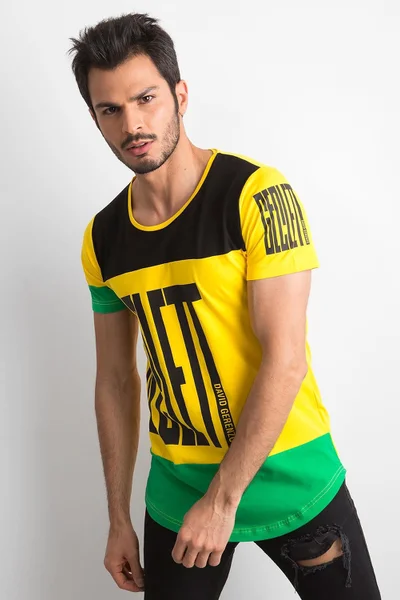 Černo-žluté pánské tričko FPrice - Dynamický design