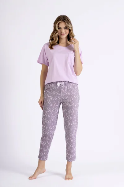 Lehké snění - Dámské bavlněné pyžamo s mašlí