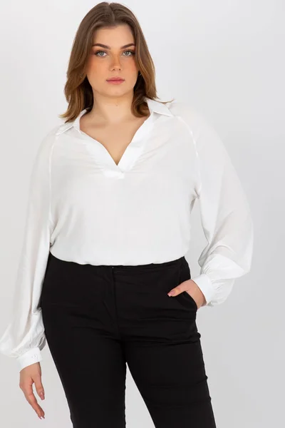 Košilová dámská halenka - ecru - plus size - Fashionhunters