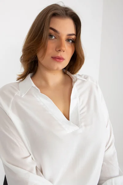 Košilová dámská halenka - ecru - plus size - Fashionhunters