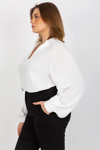 Košilová dámská halenka - ecru - plus size - Fashionhunters