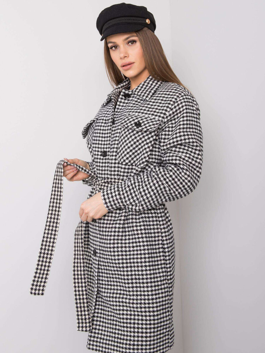 Černobílý dámský kabát FPrice, 40 i523_2016102810155