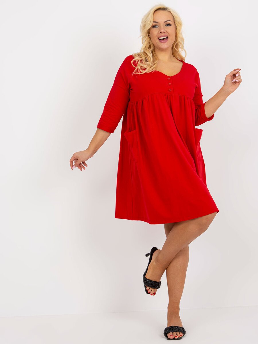 Červené dámské šaty SK od FPrice s krátkým rukávem a délkou po kolena, jedna velikost i523_2016103362660