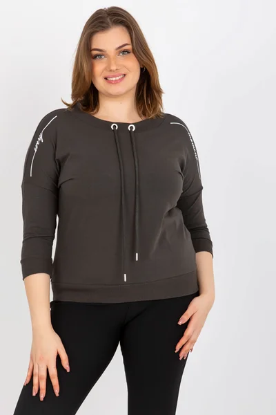 Khaki dámská plus size halenka s nápisy od Fashionhunters