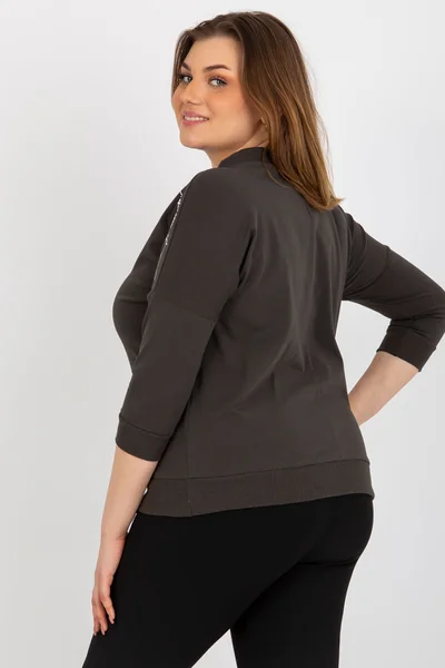 Khaki dámská plus size halenka s nápisy od Fashionhunters