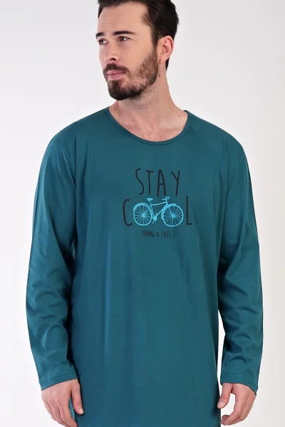 Košile s dlouhým rukávem pro pány - Jízdní kolo a nápis 'Stay cool - young and free'