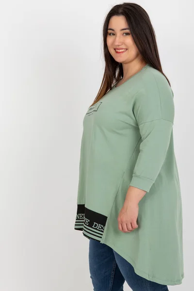 Zelená asymetrická plus size tunika z bavlny