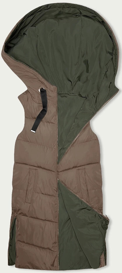 Khaki dámská oboustranná vesta s kapucí SWEST, odcienie zieleni XL (42) i392_23188-53
