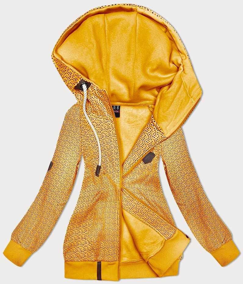 Zimní žlutá mikina s kapucí a srdíčky od 6&8 Fashion, odcienie żółtego 46 i392_23539-R