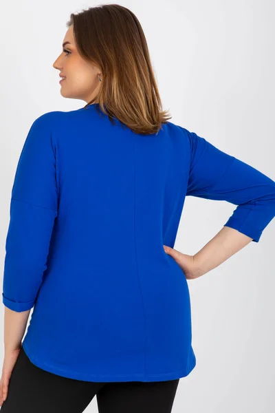 Dámská tmavě modrá halenka plus size s prodl. zadním dílem Fashionhunters