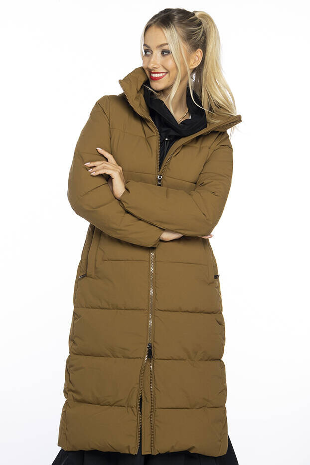 Zimní bunda s kapucí Ann Gissy - hnědá péřová, odcienie brązu L (40) i392_23131-49