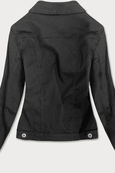 Jednoduchá černá dámská džínová bunda s kapsami S53C9F M.B.J.
