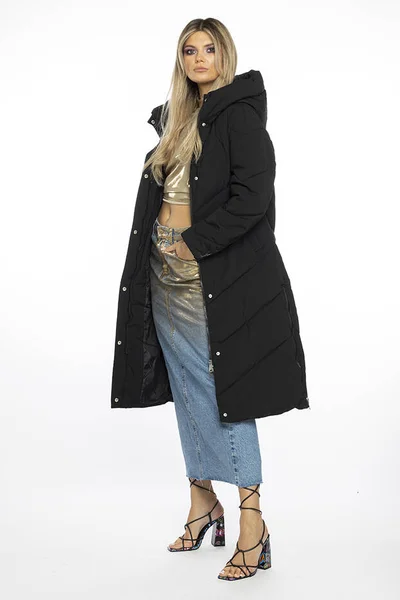 Černá bunda na zimu s kapucí - Ann Gissy Lux