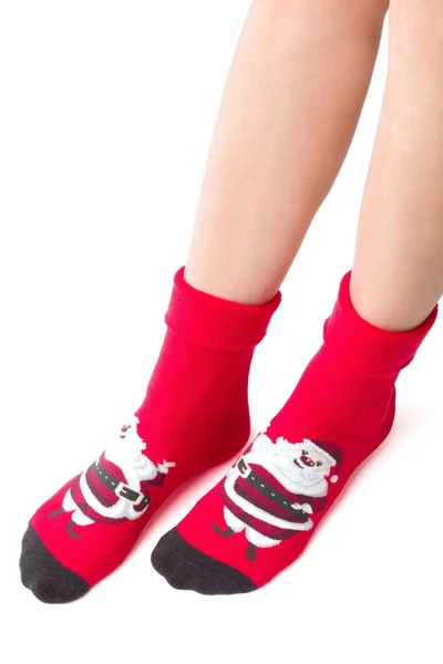 Vánoční froté ponožky Steven - červené motivy