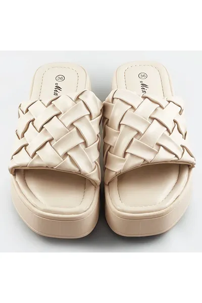 Béžové dámské pantofle na platformě 5PF46 Mix Feel