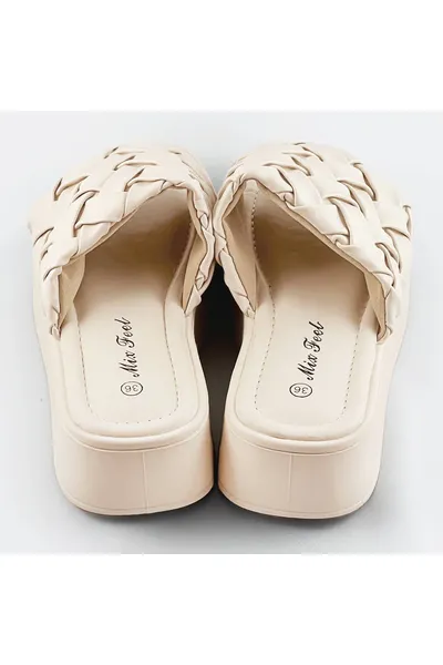 Béžové dámské pantofle na platformě 5PF46 Mix Feel