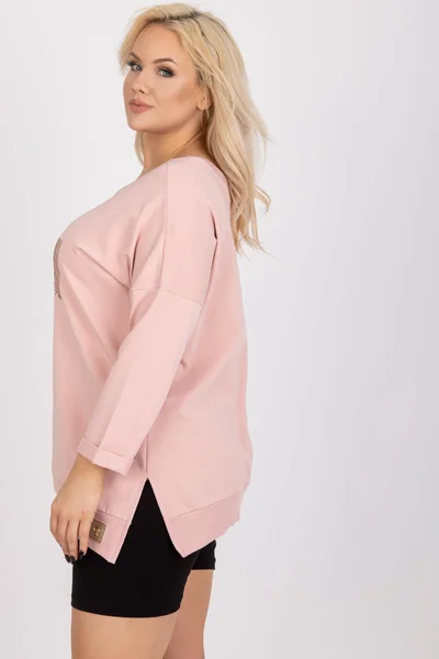 Plus Size Růžová Halenka Volného Střihu - Fashionhunters