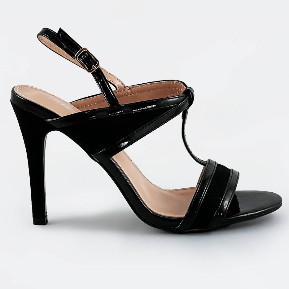 Černé dámské sandálky z různých spojených materiálů 6NOB70 Mix Feel, odcienie czerni XL (42) i392_20246-D