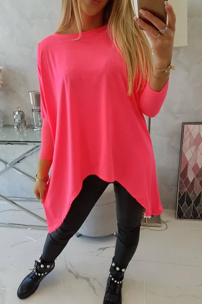 Oversize růžová halenka neonová - K-Fashion