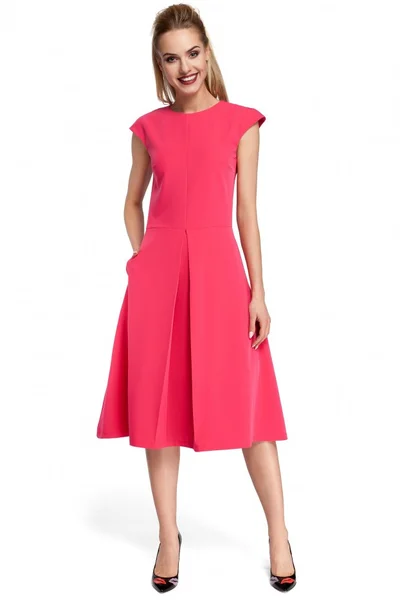 Dámské PQC5 Šaty s obrácenými záhyby - růžové Moe