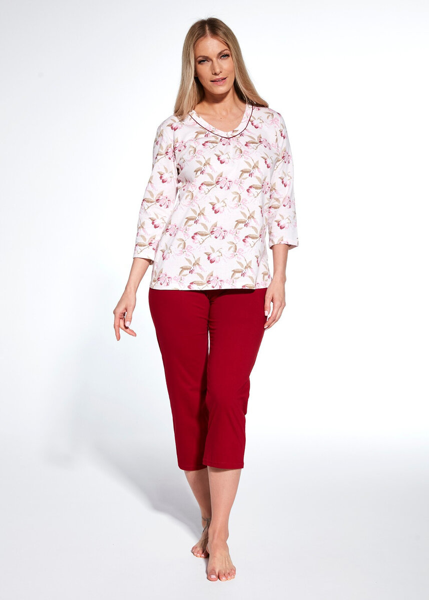 Růžové vzorované pyžamo pro ženy Adele od Cornette, světle růžová XL i384_99651867