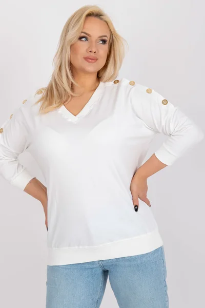 Ekrú halenka plus size s V výstřihem - Fashionhunters