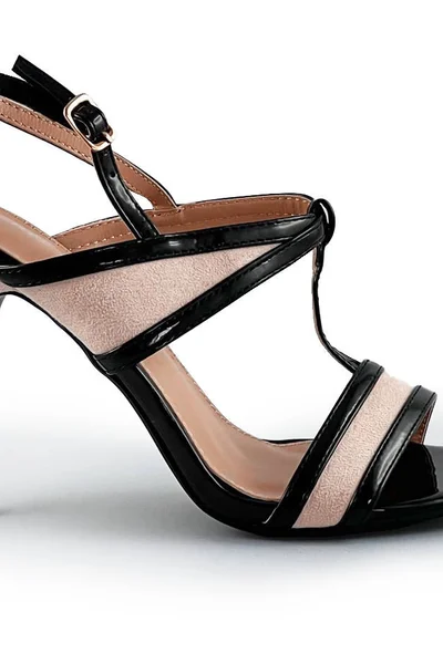 Černo-béžové dámské sandálky z různých spojených materiálů CA2I Mix Feel