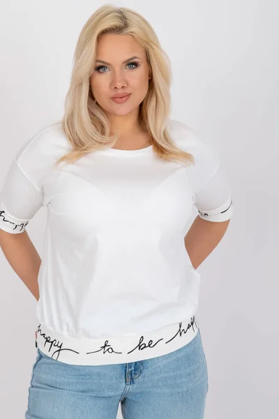 Ecru volná halenka plus size s kulatým výstřihem Fashionhunters