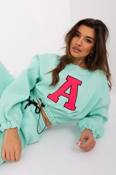 Mint a růžová tepláková souprava s písmenem A - Fashionhunters