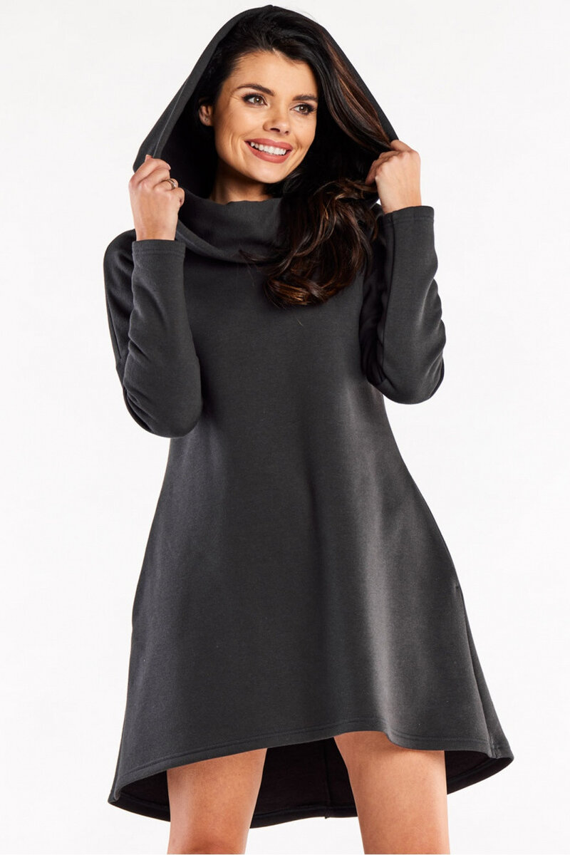 Nekonečná elegance - Dámské volné šaty s kapucí, L/XL i240_188021_2:L/XL