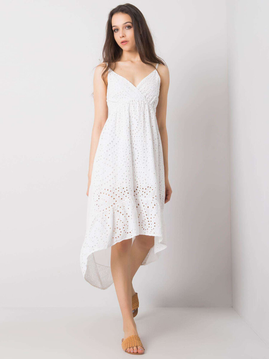 Dámské OH BELLA Bílé šaty s delší zadní stranou FPrice, S i523_2016102923756