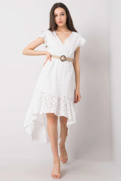 Dámské OCH BELLA Bílé asymetrické šaty FPrice
