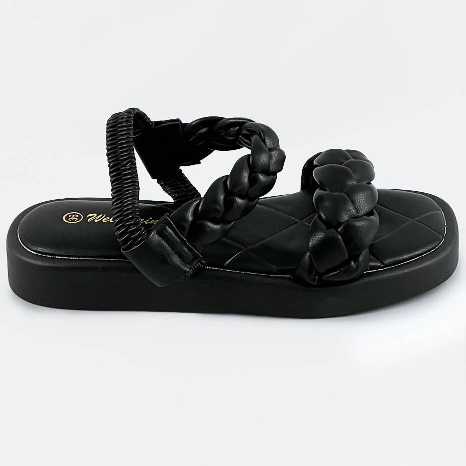 Dámské černé sandály se zapletenými pásky IN6317 WELLSPRING, odcienie czerni XL (42) i392_20255-B