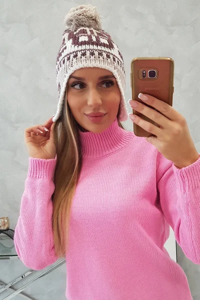 Zimní dámská čepice s bambulí Rosa - K-Fashion