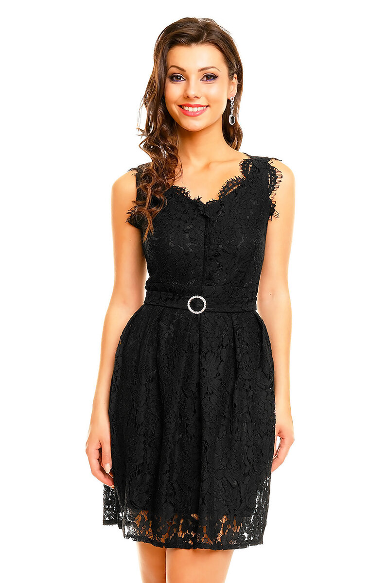 Dámské společenské šaty Mayaadi Deluxe krajkové s páskem černé - Černá - Mayaadi, černá S i10_i333_n_27469_1:2013_2:92_