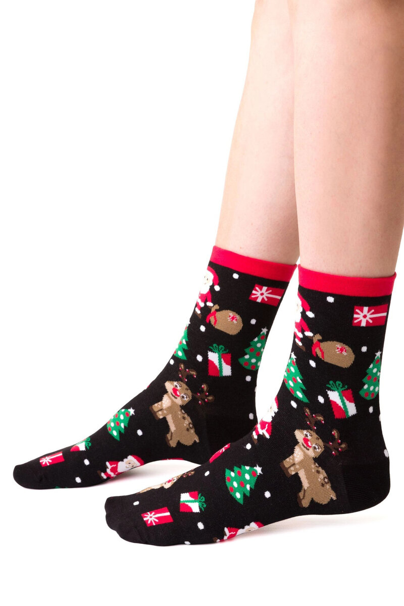 Teplé vánoční froté ponožky Steven - černé, černá 38/40 i41_9999932965_2:černá_3:38/40_
