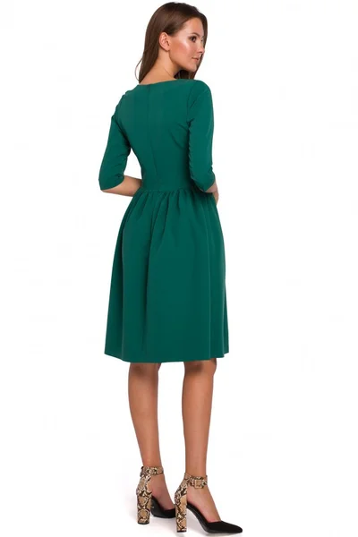 Dámské 5B2 Přiléhavé šaty s nabíraným pasem - zelené Makover