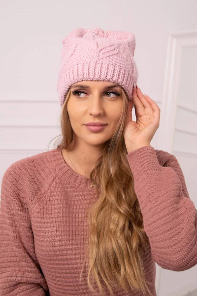 Módní zimní dámská čepice Powder Pink - K-Fashion