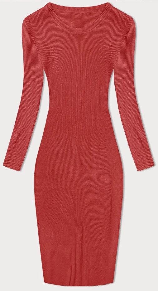 Červené úpletové šaty s dlouhými rukávy nad kolena, odcienie czerwieni ONE SIZE i392_23733-50