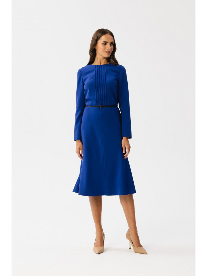 Královsky modré šaty s elegantními záševky - STYLOVE, EU M i529_10099186101658024