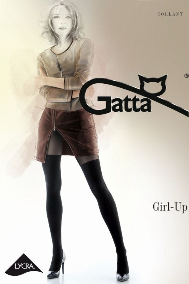 Dámské vzorované punčochové kalhoty GIRL-UP - FY05 Gatta, nero 2-S i170_000584250290