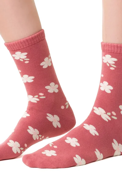 Růžové froté ponožky se vzorem - Steven