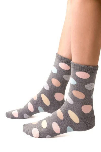 Kreativní šedé froté ponožky Steven s originálním vzorem